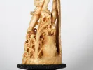 IB07522 Japanese Meiji ivory okimono of a fisherman, finely carved and signed, shown on a wooden base.