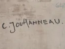 Claude Jouhanneau, IB07799, signed abstract composition on canvas with visible signature.