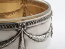 IB08094 Hessenberg Silver sterling silver and gilt centerpiece with crystal bowl, close-up of ornate Louis XVI-style decoration.