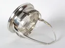 SKU IB08125, panier Art nouveau en argent massif d’Alfred Pollak à une anse avec récipient en cristal taillé, sur fond blanc.