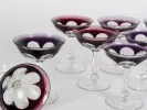 Moser Crystal IB08340, service de coupes à champagne en cristal mauve et transparent, plusieurs verres Lady Hamilton à pied facetté.