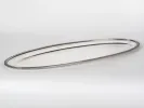 Christofle Gallia platter, SKU IB08501, large oval silver-plated metal tray with guilloché border.