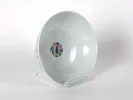 IB08581 Chinese Kangxi period porcelain bowl, underside view with floral enamel decoration and marked base.