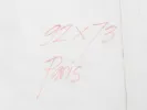 John Forrester, "Cabinet" (SKU IB08745): close-up of a signed pink inscription on white canvas, dated 1972.