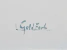 IB08755، عمل تجريدي لـ Louis Goldfarb مع ضربات فرشاة زرقاء فاتحة على خلفية فاتحة.