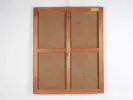 Dos du tableau de Roland Berthon « L'Ombre », SKU IB08764, montrant le châssis en bois et une étiquette d'exposition.