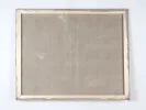IB08823, Andrée Pollier, back of a framed canvas with beige fabric and visible stretcher edges.