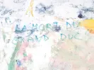 Peinture abstraite pastel de Cedric Figue-Henric, IB08864, avec des touches bleu, jaune et rose sur fond clair.