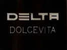 Delta Dolce Vita roller pen, SKU IB08932, shown in close-up with the Delta logo on a dark glossy surface.
