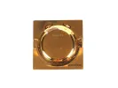 ساعة حقيبة Jaeger-LeCoultre Memovox، SKU IB09296، بعلبة مربعة من معدن مطلي بالذهب مع ظهر ظاهر وشعار موقّع.
