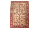 Caucasian Chirvan Kuba Perpedil rug, SKU IB09734, with geometric motifs, animals and flowers in red, cream and dark tones.